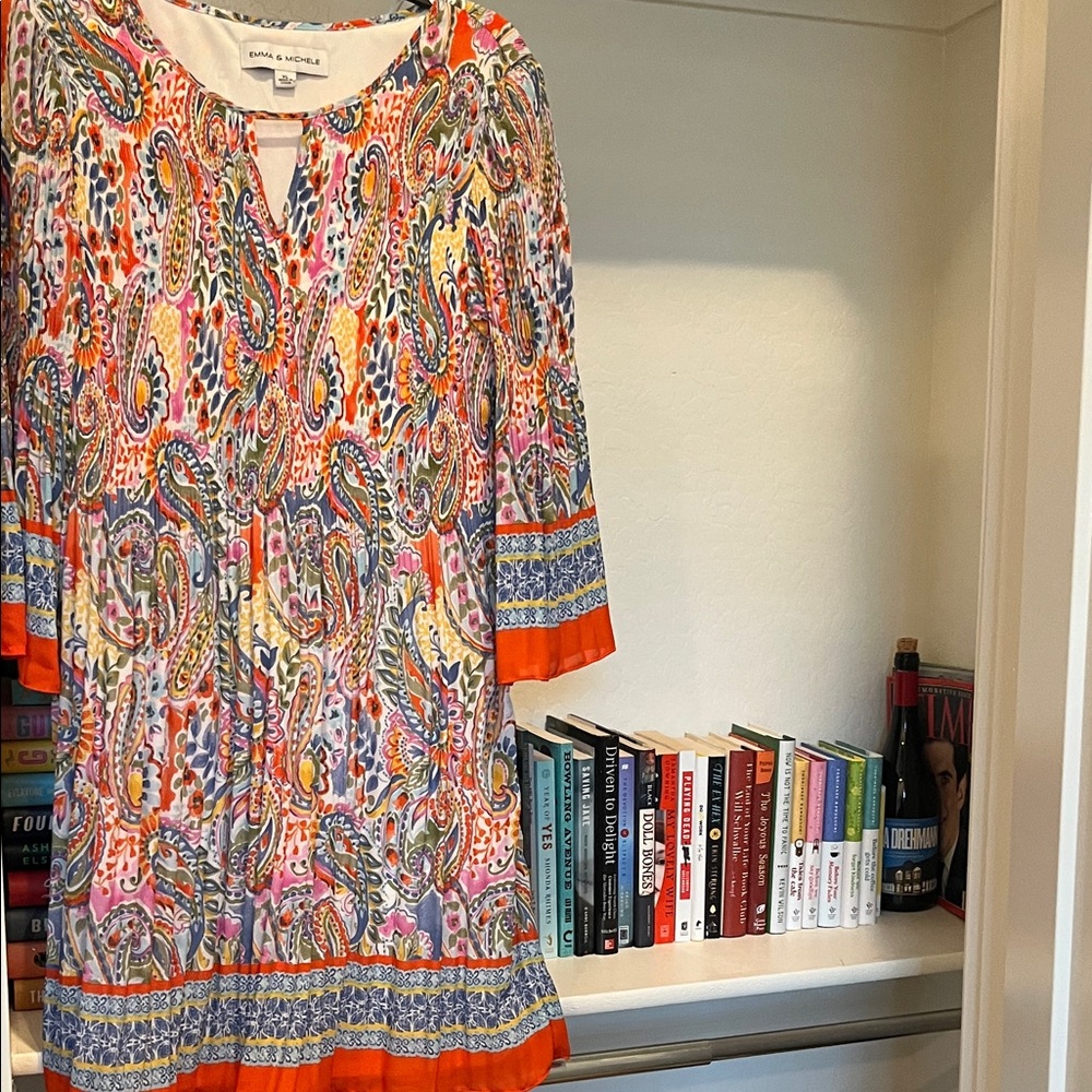 Emma & Michele Multicolor Paisley Long Sleeve Dress